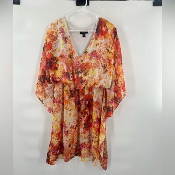 Thalia Sodi Dresses & Skirts - Thalia Sodi floral dress size L kaftan orange